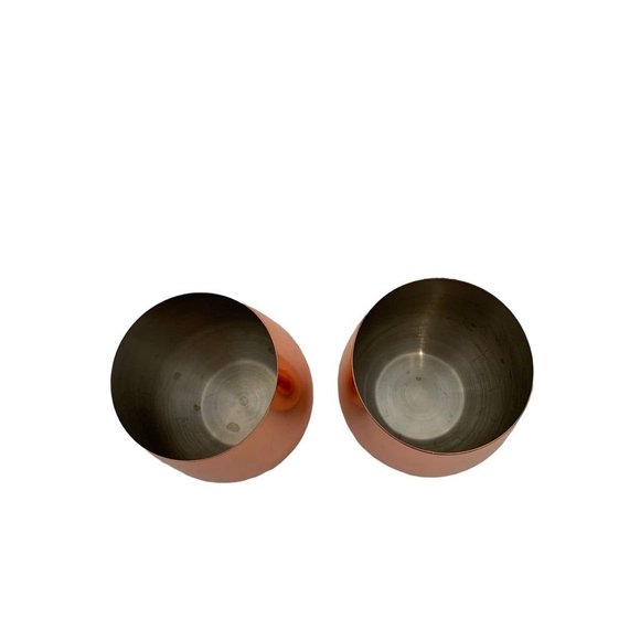 Set of 2 Copper Plated Stemless Wine Tumbler Drinking Glasses Barware - Picture 3 of 4